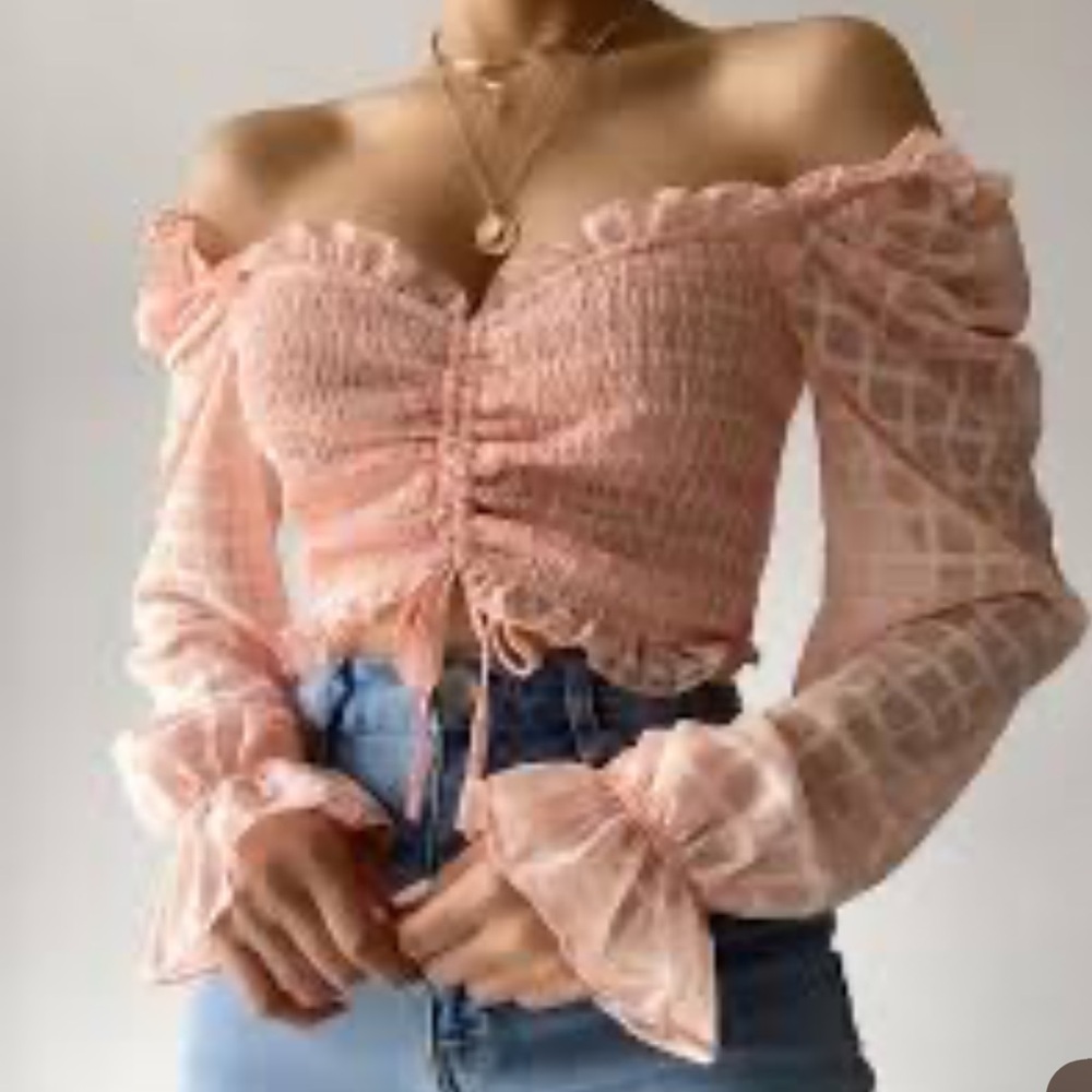 Anna Grace Pink Coquette Cropped Blouse